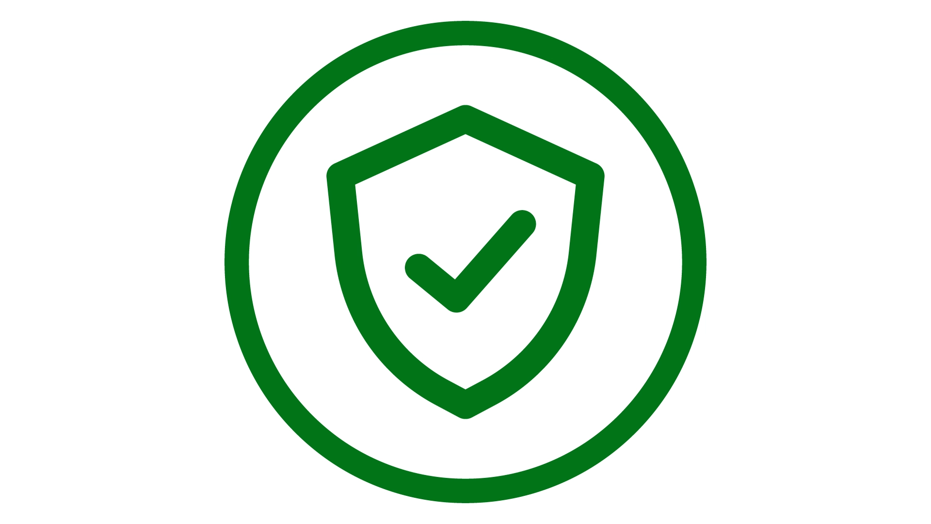 Ícone de proteção em forma de escudo verde com marca de verificação, representando segurança e confiabilidade em serviços.