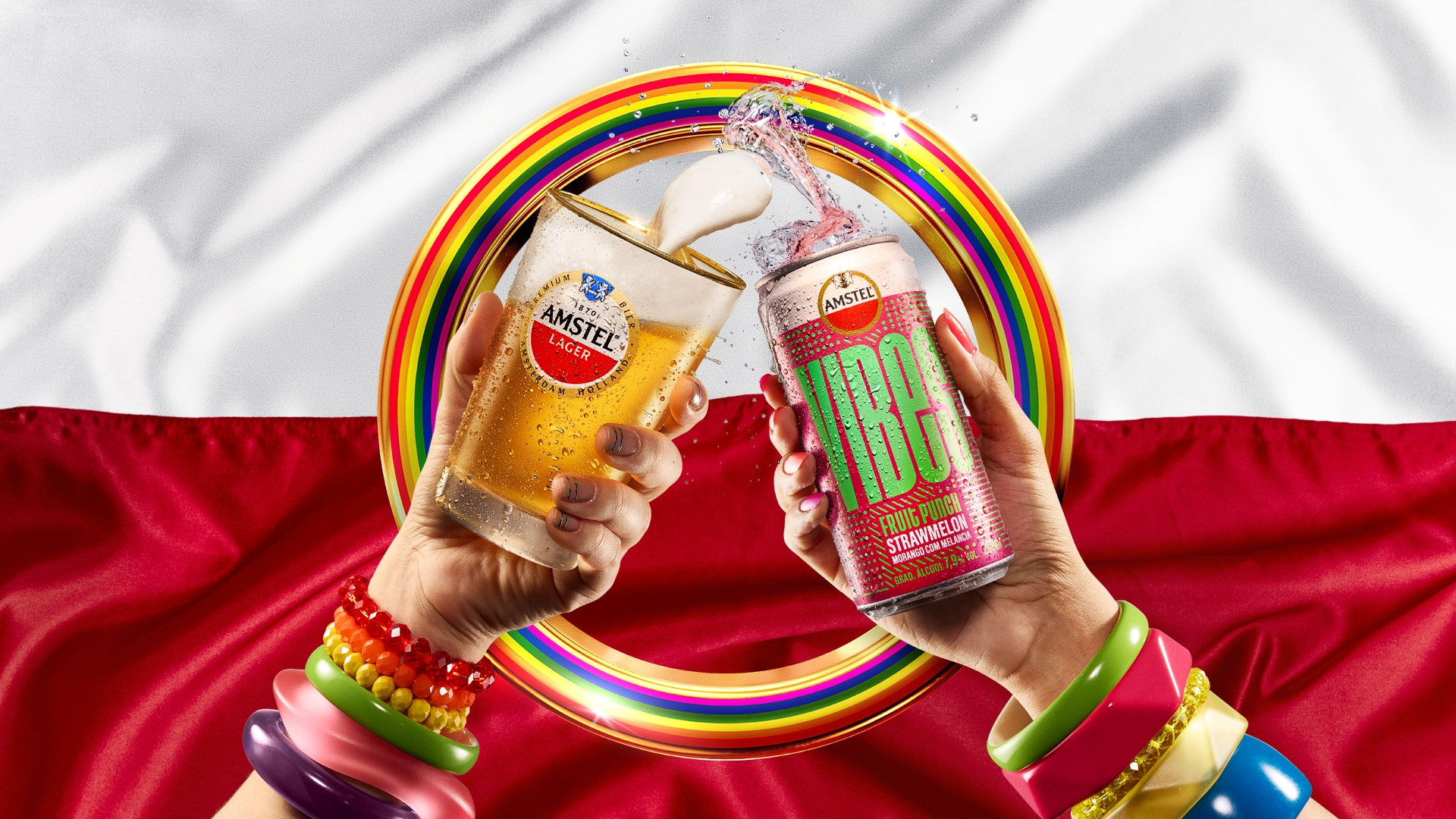 Brinde colorido entra Amstels