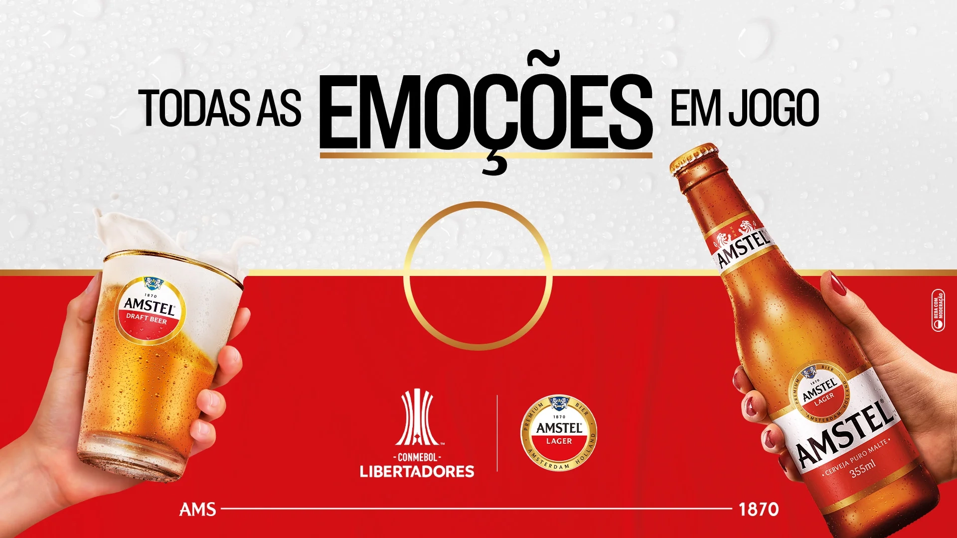 Banner Amstel "todas as emoções em jogo"